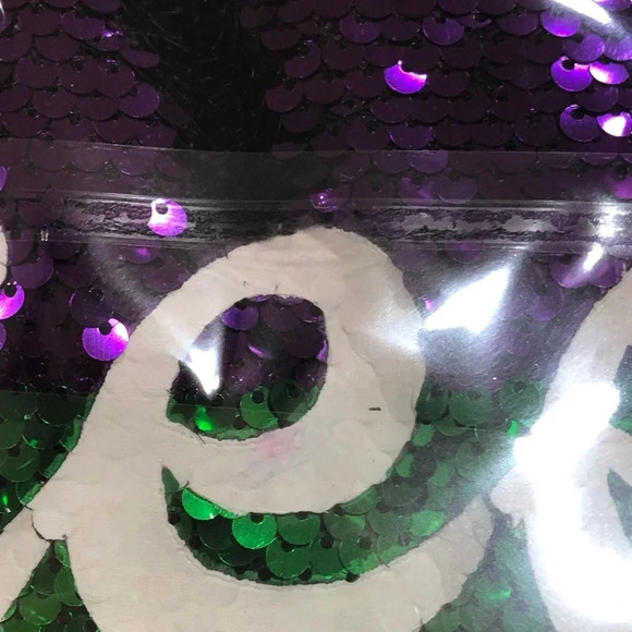 Queen of Mardi Gras sequin tshirt dress short sleeve gold purple green Louisiana - Picture 6 of 7